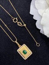 Load image into Gallery viewer, LUOWEND 18K Yellow Gold Real Natural Emerald Gemstone Necklace for Women
