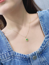 Load image into Gallery viewer, LUOWEND 18K Yellow Gold Real Natural Emerald Gemstone Necklace for Women