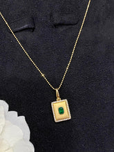 Load image into Gallery viewer, LUOWEND 18K Yellow Gold Real Natural Emerald Gemstone Necklace for Women