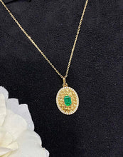 Load image into Gallery viewer, LUOWEND 18K Yellow Gold Real Natural Emerald Gemstone Necklace for Women