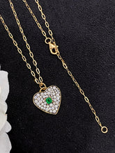 Load image into Gallery viewer, LUOWEND 18K Yellow Gold Real Natural Emerald Gemstone Necklace for Women