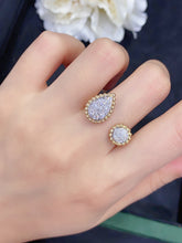 Load image into Gallery viewer, LUOWEND 18K White and Yellow Gold Real Natural Diamond Ring for Women