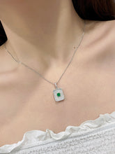 Load image into Gallery viewer, LUOWEND 18K White and Yellow Gold Real Natural Emerald Gemstone Necklace for Women