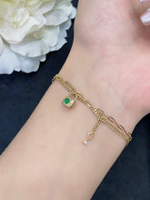 Load image into Gallery viewer, LUOWEND 18K Yellow Gold Real Natural Emerald Gemstone Bracelet for Women