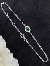 Load image into Gallery viewer, LUOWEND 18K White Gold Real Natural Emerald Gemstone Bracelet for Women
