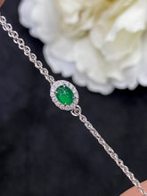 Load image into Gallery viewer, LUOWEND 18K White Gold Real Natural Emerald Gemstone Bracelet for Women
