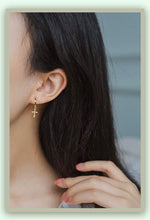 Load image into Gallery viewer, LUOWEND 18K Yellow Gold Real Natural Diamond Hoop Earrings for Women