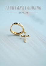 Load image into Gallery viewer, LUOWEND 18K Yellow Gold Real Natural Diamond Hoop Earrings for Women