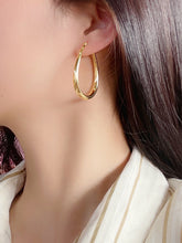 Load image into Gallery viewer, LUOWEND 18K Yellow Gold Hoop Earring for Women