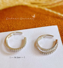 Load image into Gallery viewer, LUOWEND 18K White or Rose Gold Real Natural Diamond Clip Earrings for Women