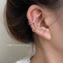 Load image into Gallery viewer, LUOWEND 18K White or Rose Gold Real Natural Diamond Clip Earrings for Women