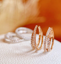 Load image into Gallery viewer, LUOWEND 18K White or Rose Gold Real Natural Diamond Clip Earrings for Women