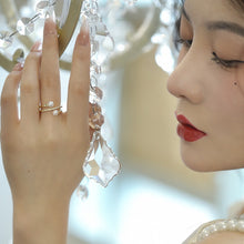 Load image into Gallery viewer, LUOWEND 18K Yellow or Rose Gold Real Natural Peal Ring for Women