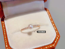 Load image into Gallery viewer, LUOWEND 18K White/Rose/Yellow Gold Real Natural Pearl Ring for Women