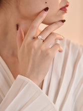 Load image into Gallery viewer, LUOWEND 18K Yellow or Rose Gold Real Natural Pearl Ring for Women