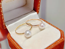 Load image into Gallery viewer, LUOWEND 18K Yellow or Rose Gold Real Natural Pearl Ring for Women