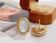 Load image into Gallery viewer, LUOWEND 18K Yellow Gold Real Natural Gemstone Earrings for Women