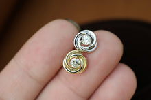 Load image into Gallery viewer, LUOWEND 18K Rose/White/Yellow Gold Real Natural Diamond Earrings for Women