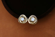 Load image into Gallery viewer, LUOWEND 18K Rose/White/Yellow Gold Real Natural Diamond Earrings for Women