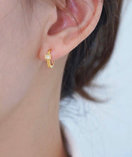 Load image into Gallery viewer, LUOWEND 18K Yellow Gold Real Natural Diamond Hoop Earrings for Women