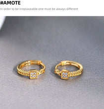 Load image into Gallery viewer, LUOWEND 18K Yellow Gold Real Natural Diamond Hoop Earrings for Women