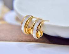 Load image into Gallery viewer, LUOWEND 18K Yellow Gold Real Natural Gemstone Earrings for Women