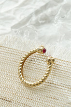 Load image into Gallery viewer, LUOWEND 18K Yellow Gold Real Natural Ruby Ring for Women