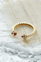 Load image into Gallery viewer, LUOWEND 18K Yellow Gold Real Natural Ruby Ring for Women