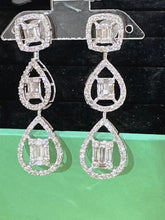 Load image into Gallery viewer, LUOWEND 18K White Gold Real Natural Diamond Drop Earrings for Women