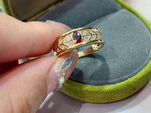 Load image into Gallery viewer, LUOWEND 18K Yellow Gold Real Natural Ruby Ring for Women