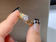 Load image into Gallery viewer, LUOWEND 18K White and Yellow Gold Real Natural Diamond Ring for Women