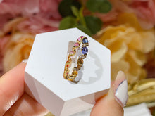 Load image into Gallery viewer, LUOWEND 18K Yellow Gold Real Natural Color Sapphire Ring for Women