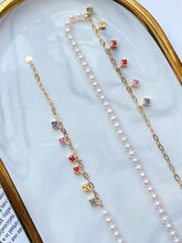 Load image into Gallery viewer, LUOWEND 18K Yellow Gold Real Natural Aquamarine and Pearl Necklace for Women