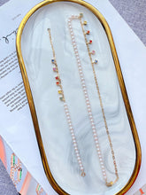 Load image into Gallery viewer, LUOWEND 18K Yellow Gold Real Natural Aquamarine and Pearl Necklace for Women