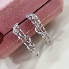 Load image into Gallery viewer, LUOWEND 18K White Gold Real Natural Diamond Drop Earrings for Women