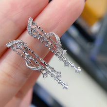 Load image into Gallery viewer, LUOWEND 18K White Gold Real Natural Diamond Drop Earrings for Women