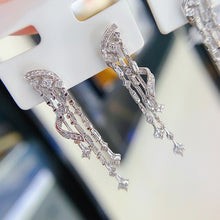 Load image into Gallery viewer, LUOWEND 18K White Gold Real Natural Diamond Drop Earrings for Women