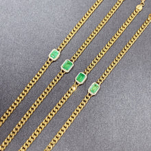 Load image into Gallery viewer, LUOWEND 18K Yellow Gold Real Natural Emerald Bracelet for Women