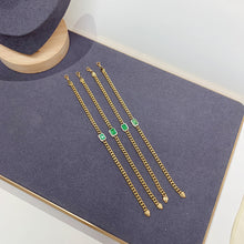 Load image into Gallery viewer, LUOWEND 18K Yellow Gold Real Natural Emerald Bracelet for Women
