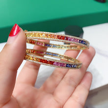 Load image into Gallery viewer, LUOWEND 18K Yellow Gold Real Natural Aquamarine Bracelet for Women