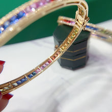 Load image into Gallery viewer, LUOWEND 18K Yellow Gold Real Natural Aquamarine Bracelet for Women