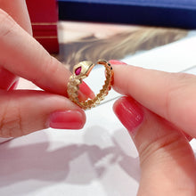 Load image into Gallery viewer, LUOWEND 18K Yellow Gold Real Natural Diamond and Ruby Ring for Women