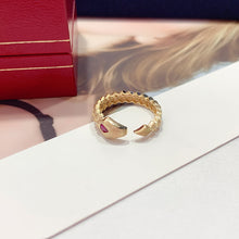 Load image into Gallery viewer, LUOWEND 18K Yellow Gold Real Natural Diamond and Ruby Ring for Women