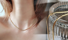 Load image into Gallery viewer, LUOWEND 18K Yellow Gold Snake Chain Necklace for Women