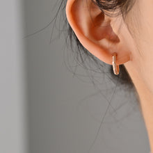 Load image into Gallery viewer, LUOWEND 18K Gold Real Natural Diamond Hoop Earrings for Women