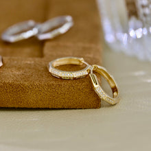 Load image into Gallery viewer, LUOWEND 18K Gold Real Natural Diamond Hoop Earrings for Women