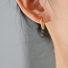 Load image into Gallery viewer, LUOWEND 18K Gold Real Natural Diamond Hoop Earrings for Women
