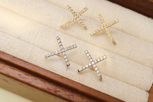 Load image into Gallery viewer, LUOWEND 18K White or Yellow Gold Real Natural Diamond Stud Earrings for Women