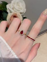 Load image into Gallery viewer, LUOWEND 18K Yellow Gold Real Natural Ruby and Diamond Gemstone Ring for Women