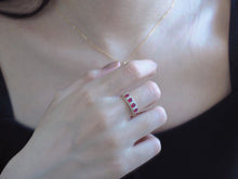 Load image into Gallery viewer, LUOWEND 18K Yellow Gold Real Natural Ruby and Diamond Gemstone Ring for Women